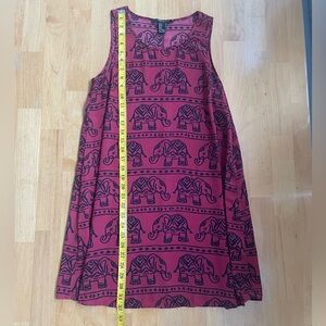 Forever 21 Elephant Print Sheer Rustic Red and Black Mini Dress Size Small